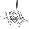 Cartoon funny monkey chimpanzee outlined. Vector illustration Royalty Free Stock Photo