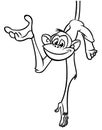 Cartoon funny monkey chimpanzee outlined. Vector illustration Royalty Free Stock Photo