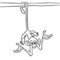 Cartoon funny monkey chimpanzee outlined. Vector illustration Royalty Free Stock Photo