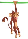 Cartoon funny monkey chimpanzee. Vector illustration isolated on white Royalty Free Stock Photo