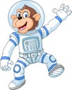 Cartoon funny monkey wearing astronaut costume