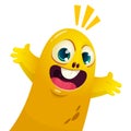 Cartoon funny monster excited laughing. Vector illustration