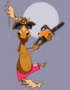 Cartoon funny moose with noodles on the horn cut to myself the horn a chainsaw