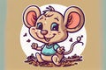 cartoon funny mouse close-up. Generative AI Royalty Free Stock Photo