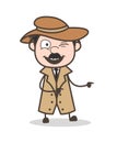 Cartoon Funny Naughty Detective Winking Eye Vector Illustration