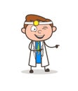 Cartoon Funny Naughty Doctor Winking Eye and Pointing Finger Vector