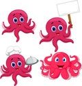 Cartoon funny octopus collection set