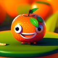 Cartoon funny orange fruits characters, in summer garden. Ai generated