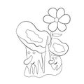 Cartoon funny outline russula mushrooms for coloring book