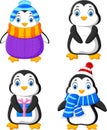 Cartoon funny penguin collection set Royalty Free Stock Photo