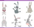 cartoon funny rabbits farm animal characters set Royalty Free Stock Photo