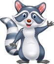 Cartoon funny raccoon cartoon waving hand Royalty Free Stock Photo