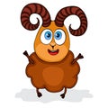 Cartoon funny ram, painted character, isolated on white background, vector drawing Royalty Free Stock Photo