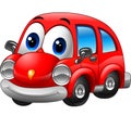 Cartoon funny red car Royalty Free Stock Photo