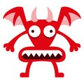 Cartoon Funny Red Demon Character Isolated