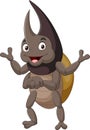 Cartoon funny rhinoceros beetle posing