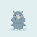 Cartoon funny rhinoceros.