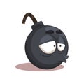 Cartoon funny round bomb. Character with stressed face expression. Vector design for social media, messenger and print
