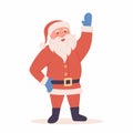 Cartoon funny Santa waving hand isolated on white background