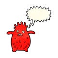 cartoon funny slime monster with speech bubble