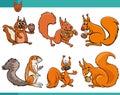 cartoon funny squirrels animal comic characters set