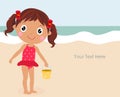 Cartoon funny summer little girl dressed swimsuit
