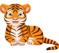 Cartoon funny tiger isolated on white background