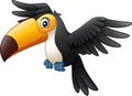 Cartoon funny toucan flying