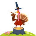 Cartoon funny turkey bird character for Thanksgiving illustration. Vector isolated Royalty Free Stock Photo