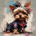 cartoon funny Yorkshire-terrier dog caricature illustration