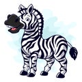 Cartoon funny zebra isolated on white background Royalty Free Stock Photo