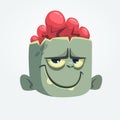 Cartoon funny Zombie Head smiling. Halloween vector illustration.