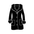 Cartoon fur winter coat silhouette isolated on white background