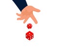 Cartoon, gambling and business risk concept, Businessman hand throwing dice, take a chance.,vector eps10 Royalty Free Stock Photo