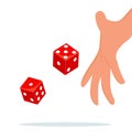 Cartoon, gambling and business risk concept, Businessman hand throwing dice, take a chance.,vector eps10 Royalty Free Stock Photo