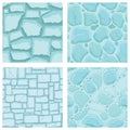 Cartoon game textures, ice surface seamless patterns. Game assets walls and environment backgrounds