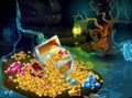 Cartoon Game Treasure And Trophies Background