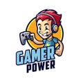 Cartoon Gamer Boy Mascot Logo