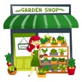 Cartoon Garden Shop With Storekeeper