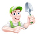 Cartoon Gardener Holding Spade