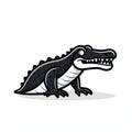 Minimalist Cartoon Alligator With Bold Lines And Stark Simplicity