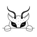 Cartoon gazelle face in Scandinavian style. Cute animal for kids t-shirts, wear, nursery decoration, greeting cards, invitations,