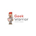 Cartoon geek warrior logo. Development studio mascot