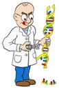 Cartoon geneticist who makes genetic manipulation Royalty Free Stock Photo