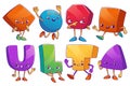 Cartoon geometric figure, alphabet characters set