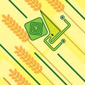 Cartoon geometric snail on a blade of grass