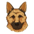 Cartoon German Shepherd Dog Face Front View