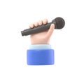 Cartoon Gesture Icon Mockup.Cartoon hand holding microphone.Supports PNG files with transparent backgrounds.