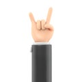Cartoon Gesture Icon Mockup. Cartoon character hand rock on gesture. 3D rendering on white background. Royalty Free Stock Photo
