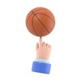 Cartoon Gesture Icon Mockup.3d businessman\'s hand is spinning a basketball ball on his finger,Supports PNG files